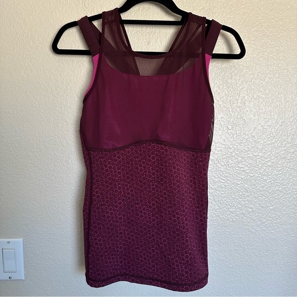 Lululemon Ready Set Sweat Mesh Strappy Cycling Lightweight maroon Tank Top - Picture 3 of 14